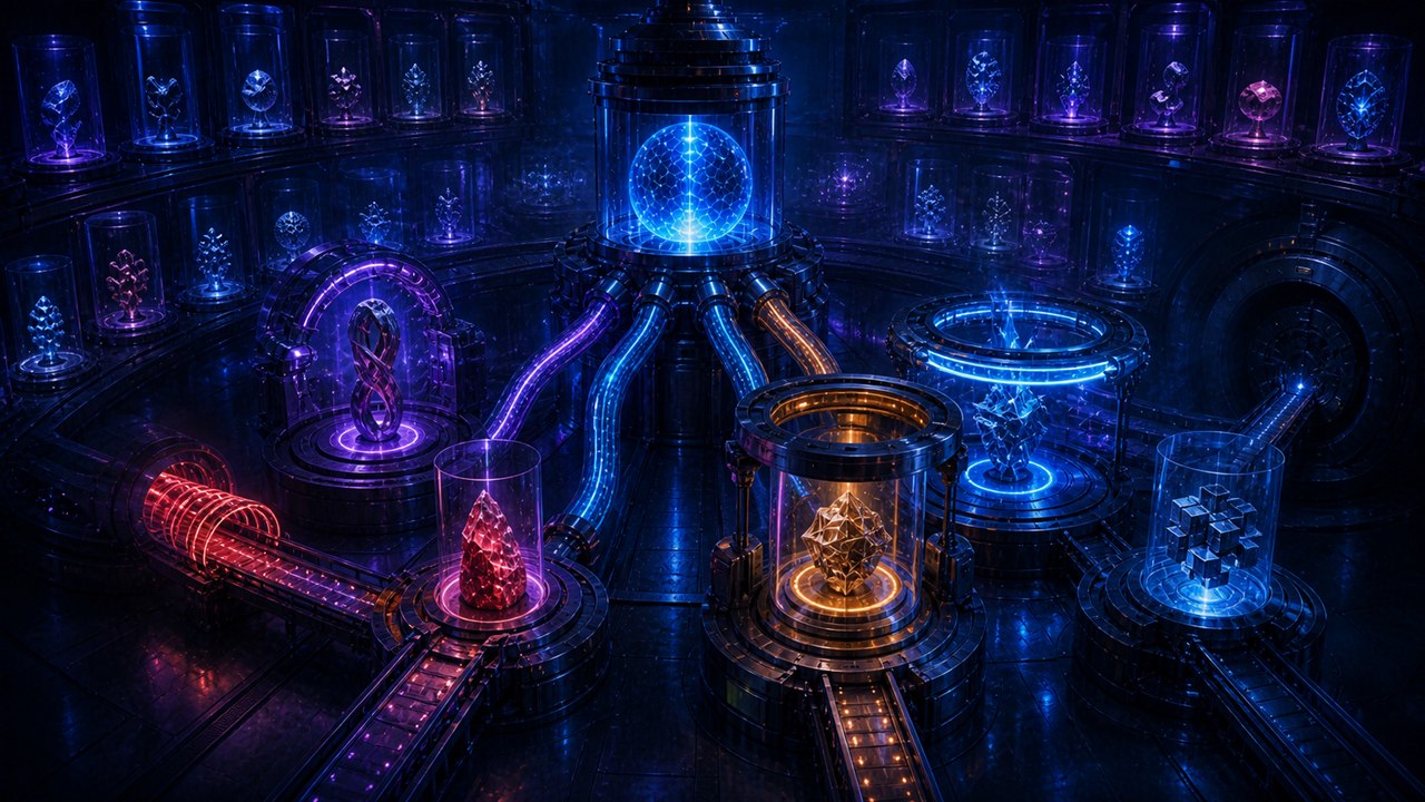Creative Concept Library Governance for Marketing Teams represented as a handoff route with category-coded signal paths and a distinct sequence-21 composition.