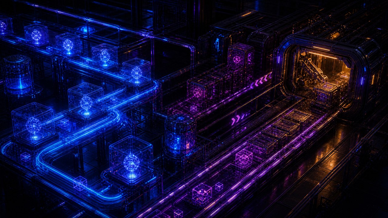 Marketing Automation Deprecation Plan represented as a control circuit with category-coded signal paths and a distinct sequence-30 composition.