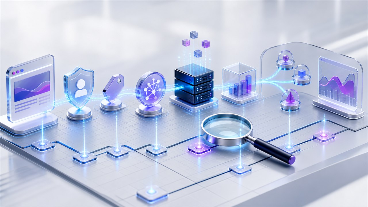 Marketing signal pipeline inspected across tracking and reporting checkpoints