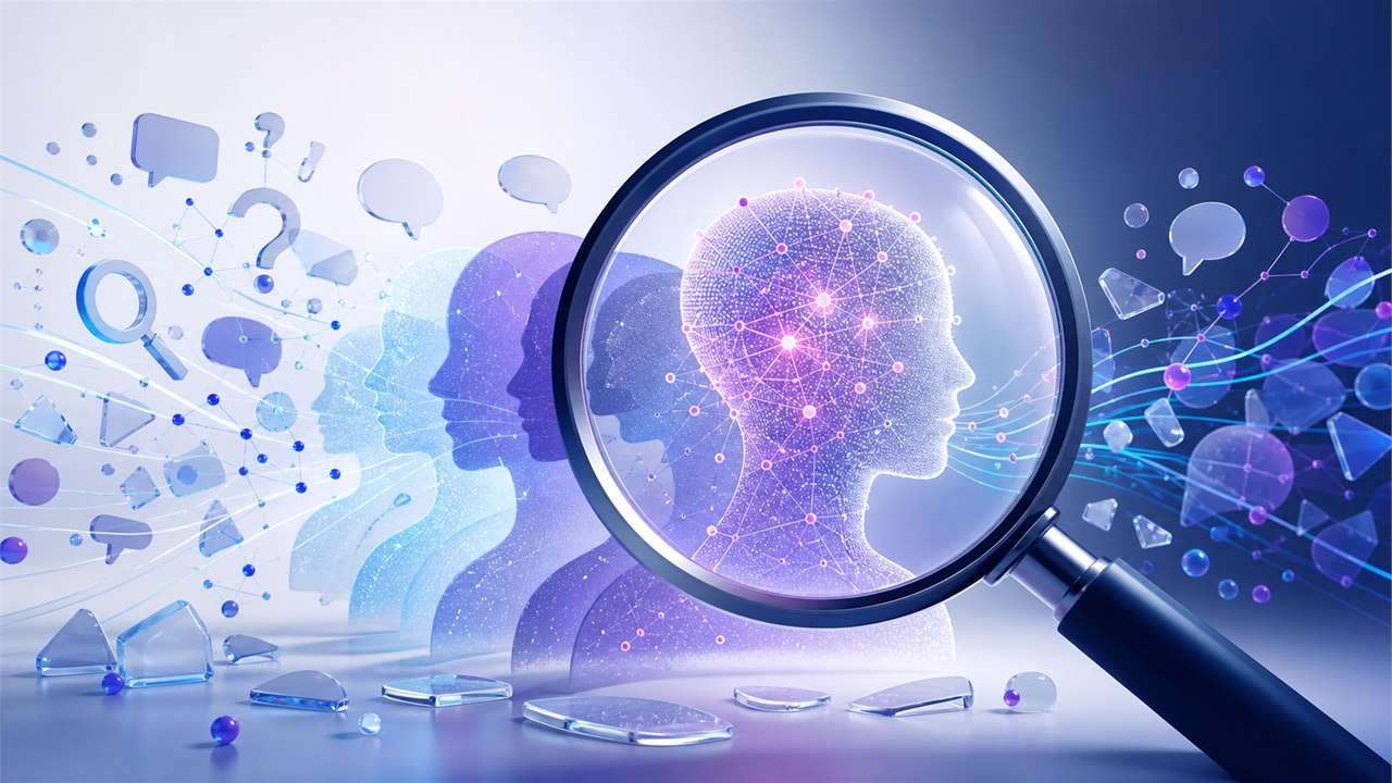 Magnifying lens revealing layered audience signals and connected behavior patterns